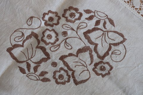 Old table cloth
With embroidery in colours - made by hand
About 100cm x 98cm
In a good condition